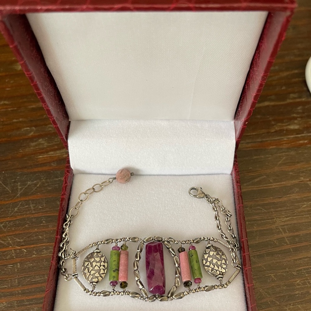 Silver Ruby, Malachite, Pink Quartz Boutique Bracelet - Picture 2 of 5